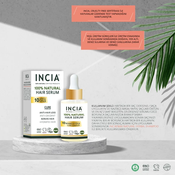 INCIA %100 Doğal 10 Miracle Oils Cure Complex Kökten Uca Saç Bakım Serumu 30 ml - 7