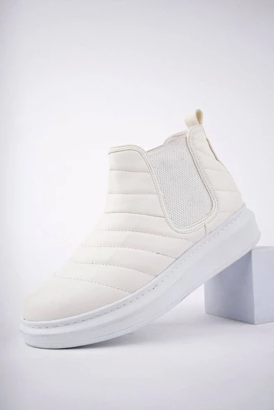 Boston Bağcıksız Cilt Erkek Spor Bot BT Beyaz - 5