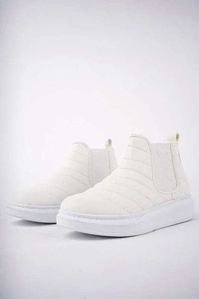 Boston Bağcıksız Cilt Erkek Spor Bot BT Beyaz - 3