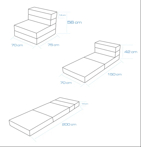 Valeria Kadife Katlanır Yatak Olabilen Tek Kişilik Koltuk Açık Gri Tek - 6