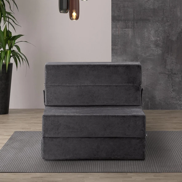 Valeria Kadife Katlanır Yatak Olabilen Tek Kişilik Koltuk Tek Kiremit - 7