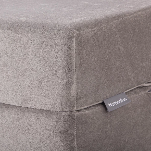 Valeria Kadife Katlanır Yatak Olabilen Tek Kişilik Koltuk Açık Gri Tek