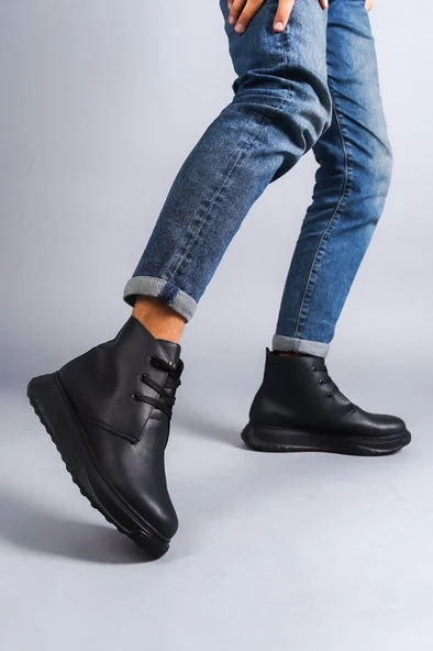 Franca Bağcıklı Cilt Erkek Spor Bot ST Siyah - 2