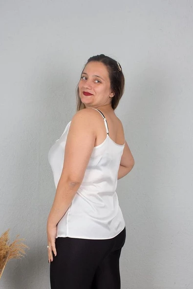 Büyük Beden Saten Degaje Yaka Bluz Renkli B109 - 7