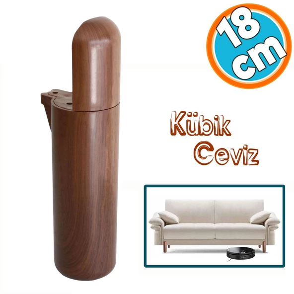 Mobilya Yükseltici Kanepe TV Ünitesi Koltuk Ayağı Baza Ayakları Ahşap Desenli Kahverengi Ceviz 18 cm ürün görseli