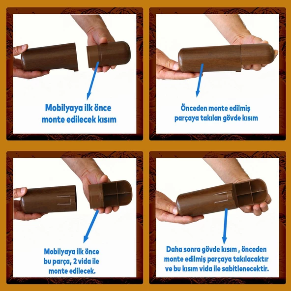 Mobilya Yükseltici Kanepe TV Ünitesi Koltuk Ayağı Baza Ayakları Ahşap Desenli Kahverengi Ceviz 18 cm - Resim 5