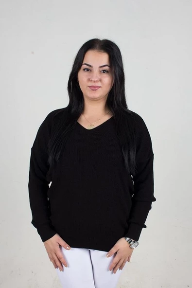 Büyük Beden Sırt Örgü Detaylı Fitilli Bluz Renkli B072 - 6