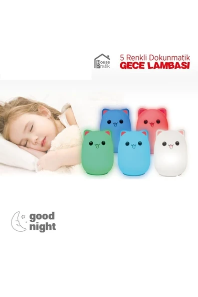 House Pratik House Pratik Gece Lambası 5 Renkli Dokunmatik - 2