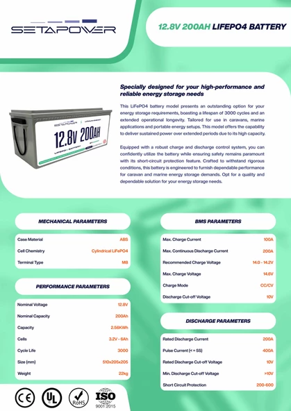 Setapower 12V 200Ah LiFePO4 Akü - 2