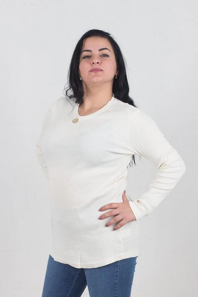 Büyük Beden V Yaka Fitilli Penye Bluz Renkli Bz052 - 9