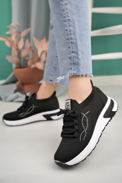 Kadın Triko Taş Detaylı Sneaker Yürüyüş Ayakkabısı - 6
