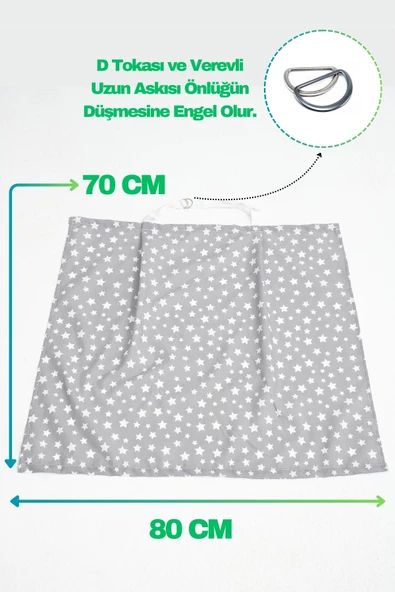 Bebek Emzirme Örtüsü Ve Yastık 2'li Avantajlı Set, Ayarlanabilir Emzirme Önlüğü, Emzirme Yastığı, Puset Örtüsü - 2