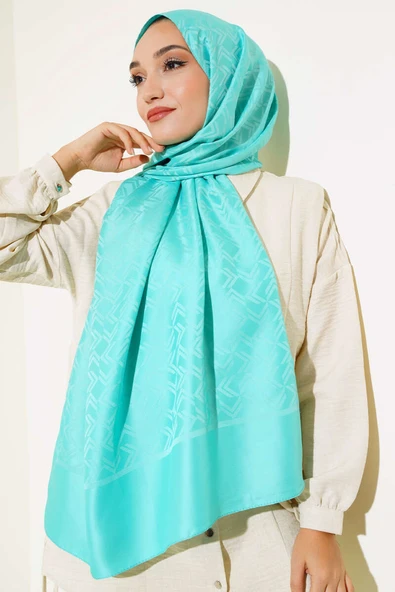 Kesişim Desen Jakar Şal Turkuaz -118 ürün görseli 1