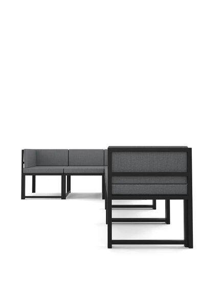 Wood House Parla 6'lı Köşe Koltuk Takımı Gri (MUTFAK,BAHÇE,BALKON,OTURMA ODASI) - 3