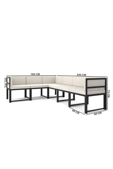 Wood House Parla 6'lı Köşe Koltuk Takımı Bej (MUTFAK,BAHÇE,BALKON,OTURMA ODASI) - 5