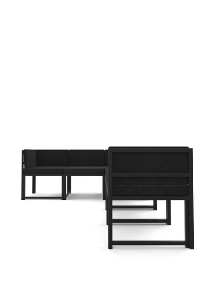 Wood House Parla 6'lı Köşe Koltuk Takımı Siyah (MUTFAK,BAHÇE,BALKON,OTURMA ODASI) - 5