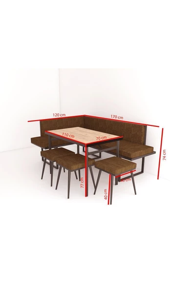 Wood House PAMİR KÖŞE TAKIMI KAHVE-CEVİZ  (MUTFAK,BAHÇE,BALKON,OTURMA ODASI) - 3