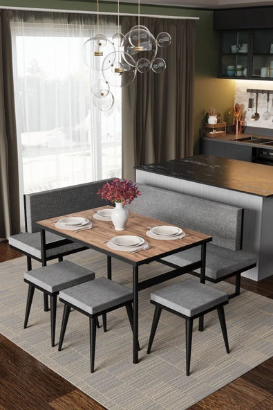 Wood House PAMİR KÖŞE TAKIMI GRİ-CEVİZ (MUTFAK,BAHÇE,BALKON,OTURMA ODASI) ürün görseli 1