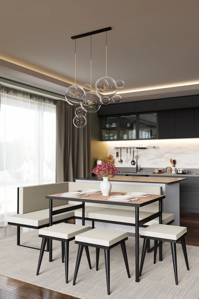 Wood House PAMİR KÖŞE TAKIMI BEJ-CEVİZ  (MUTFAK,BAHÇE,BALKON,OTURMA ODASI) - Resim 2