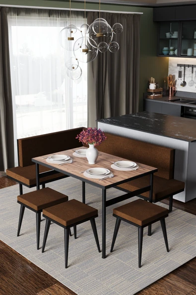 Wood House PAMİR KÖŞE TAKIMI KAHVE-CEVİZ  (MUTFAK,BAHÇE,BALKON,OTURMA ODASI) - Resim 3