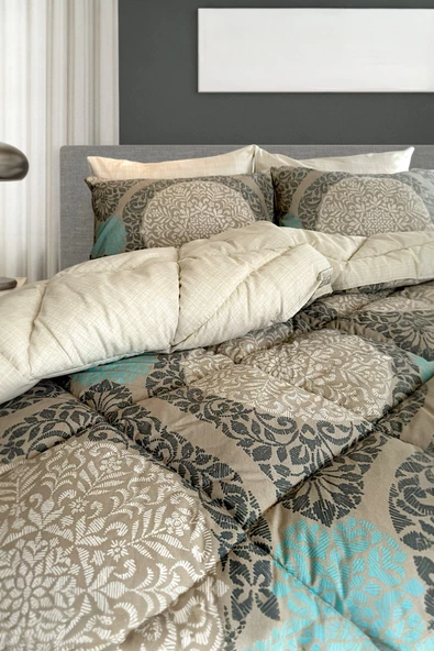 Alla Turca 4 Yastık Kılıflı Çift Taraflı Desenli Uyku Seti-Azure Bej - 3