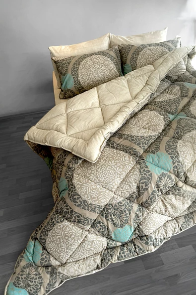 Alla Turca 4 Yastık Kılıflı Çift Taraflı Desenli Uyku Seti-Azure Bej - 4
