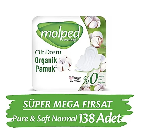 Molped Pure & Soft Normal Hijyenik Ped Mega Fırsat 46'lı 3 Adet