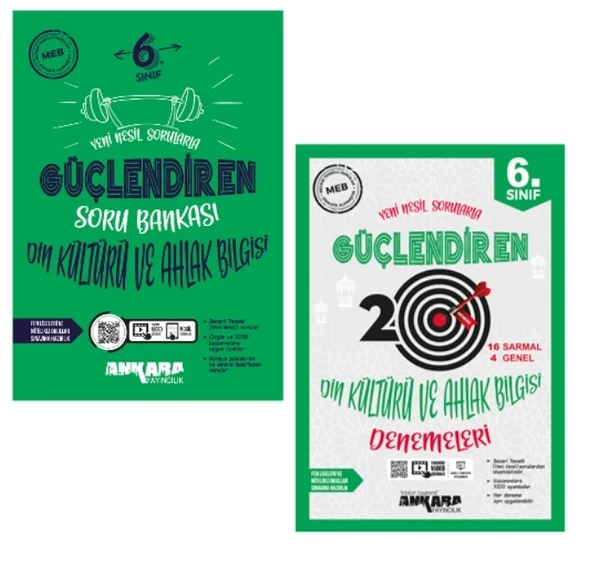 ANKARA YAYINCILIK 6. Sınıf Din Kültürü ve Ahlak Bilgisi Güçlendiren Soru Bankası + 20 Deneme ürün görseli