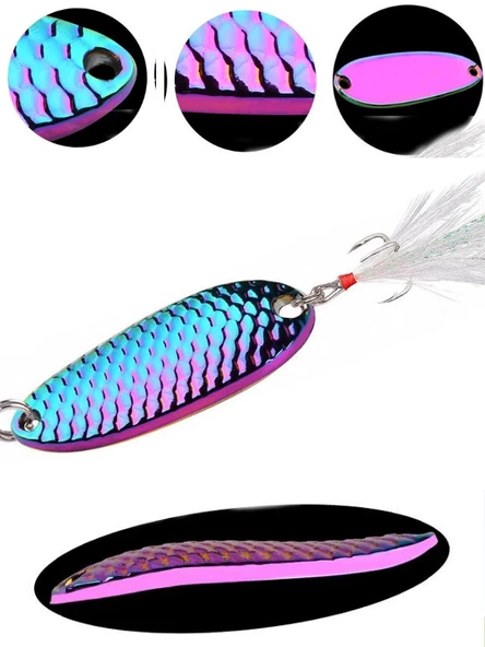 Eagenset Kaşık 15gram / 4,9 c.m Çok Renkli Sahte Yem, Spin, Rapala, Jig Yem, Zoka Yem, Alabalık, Çinekop, Levrek, Lüfer, Palamut, Zargana, Turna, Zoka Yem - 3