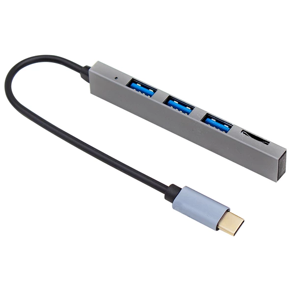 Powermaster PM-6493 Type-C Hub 3x USB 3.0 Sd-Tf- Hafıza Kart Okuyucu Dock Station (Macbook PC PlayStation Xbox)