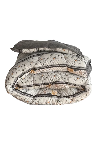 Alla Turca 4 Yastık Kılıflı Çift Taraflı Desenli Uyku Seti-Kanaviçe Antrasit - 9