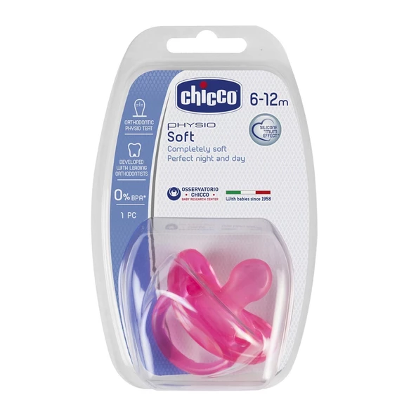 Chicco Physio Soft Silikon Emzik 12 Ay Pembe