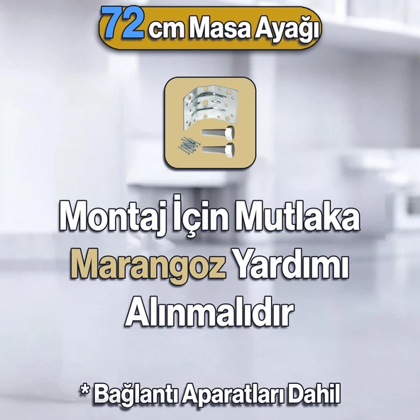 4 Adet Marina Masa Dresuar Ayağı 72 cm Plastik Ayak Gümüş Gri Mutfak Yemek Masası Mobilya Ayakları - 3