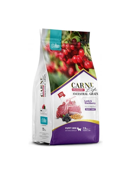 Carni Life Cranberry Kuzu Eti ve Böğürtlenli Mini Irk Yavru Köpek Maması 2,5 kg