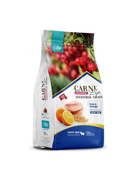 Carni Life Cranberry Balık ve Portakallı Mini Irk Yavru Köpek Maması 2,5 kg