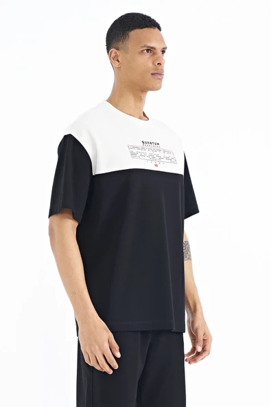 Tommy Life Erkek Siyah Oversize İnterlok T-shirt  88225 - Resim 2