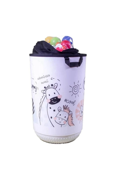 Qoja Kese 40 L Cute Animals Desenli Çok Amaçlı Çamaşır Ve Oyuncak Sepeti - 2