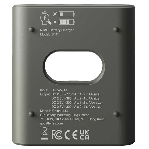 GP Recyko B441 Usb 4’Lü AA - AAA Pil Şarj Cihazı (GPACSB44103 GPB441R21-2GTLB1) - Resim 4
