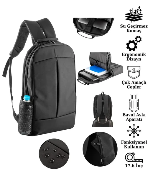 Notebook Laptop Dizüstü Bilgisayar Sırt Çantası 17.6" inç - 600 Siyah - 9