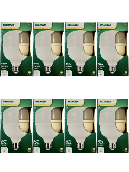 Sylvania 28W 3000K (Sarı Işık) E27 Duylu Torch Ampul (8 Adet)