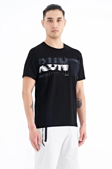 Tommy Life Siyah  Erkek 0 Yaka T-shirt 88200 - Resim 2