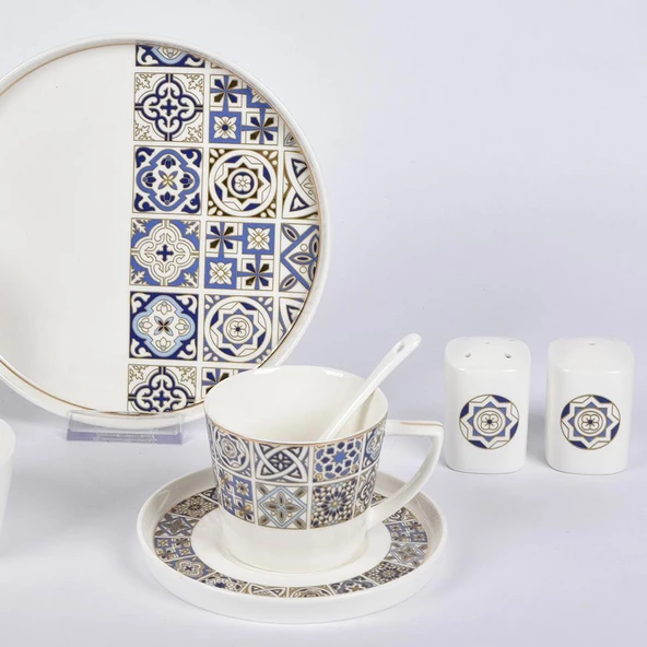 Vitale Karışık Desenli New Bone 32 Parça Kahvaltı Takımı MTFK.0122 - 2