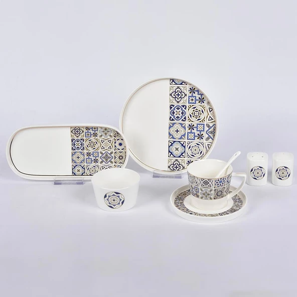 Vitale Karışık Desenli New Bone 32 Parça Kahvaltı Takımı MTFK.0122 - 3