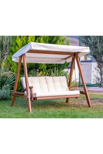 Aida Swings Pera Ahşap Salıncak, 3 Kişilik Salıncak, Bahçe Salıncağı, Balkon Salıncağı, Teras Salıncak, Salıncak - 2