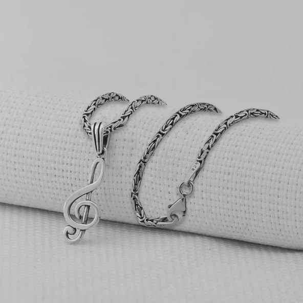 Sol Anahtarı 925 Ayar Gümüş Kolye ürün görseli