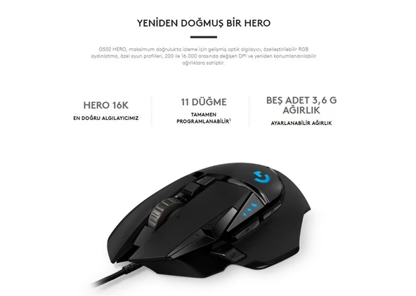 Logitech G G502 Hero High Performance Oyuncu Mouse - 3