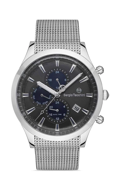 Sergio Tacchini ST.1.10323.1 Hasır Kordon Fonksiyonlar Aktif Dual Time Metalik Erkek Kol Saati - 1