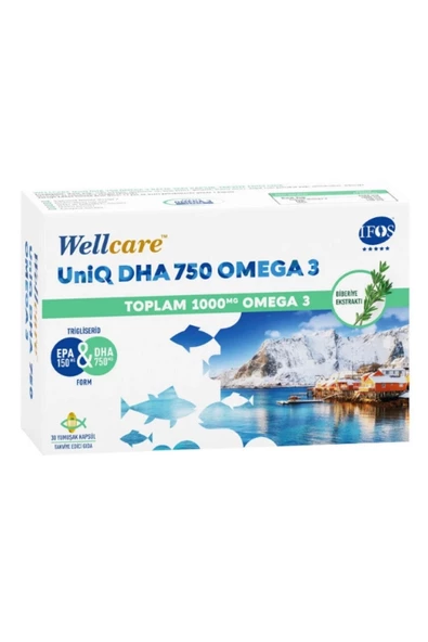 Wellcare UniQ DHA 750 Omega 3 Balık Yağı 30 Kapsül