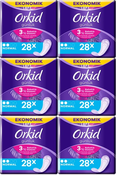 Orkid Günlük Ped Günlük Koruma Normal 168 Adet Ekonomik Paket (Tekli Paketlerde) (6PK*28)