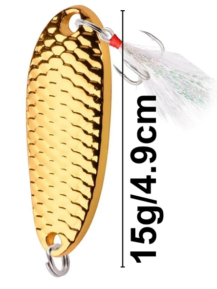 Eagenset Kaşık 15g/4,9c.m Altın Yapay Yem, Spin, Rapala, Jig Yem, Zoka Yem, Alabalık, Çinekop, Levrek, Lüfer, Palamut, Zargana, Turna, Zoka Yem